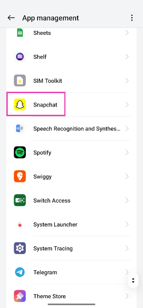 Step 2: Tap on Snapchat.