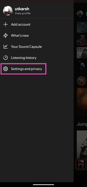Step 3: Select Settings and privacy.