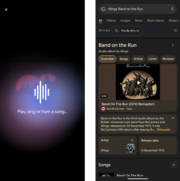 Step 4: Your phone will listen to the song for a few seconds and then open the Google search results for the song title.