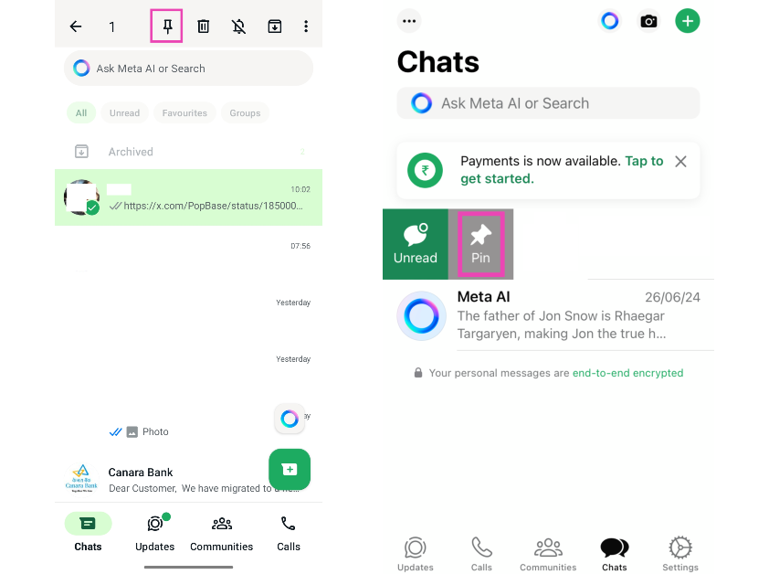 Pin chats to the top of the page Top 3 ways to find chats & messages on WhatsApp like a pro (2024)