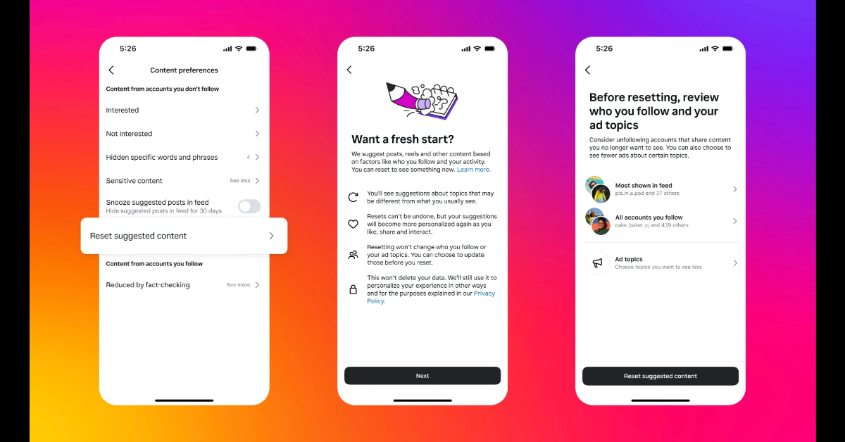 Instagram With a Recommendations Reset