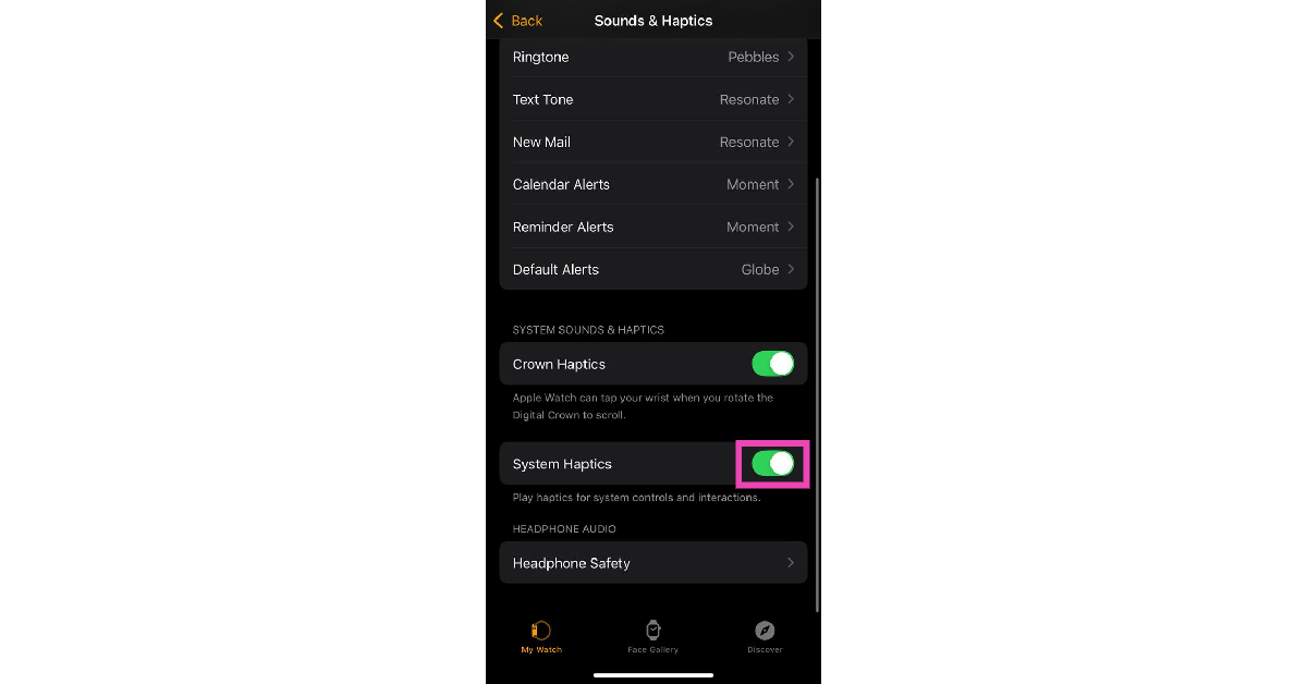 Step 3: Scroll down and turn on the toggle switch next to System Haptics.