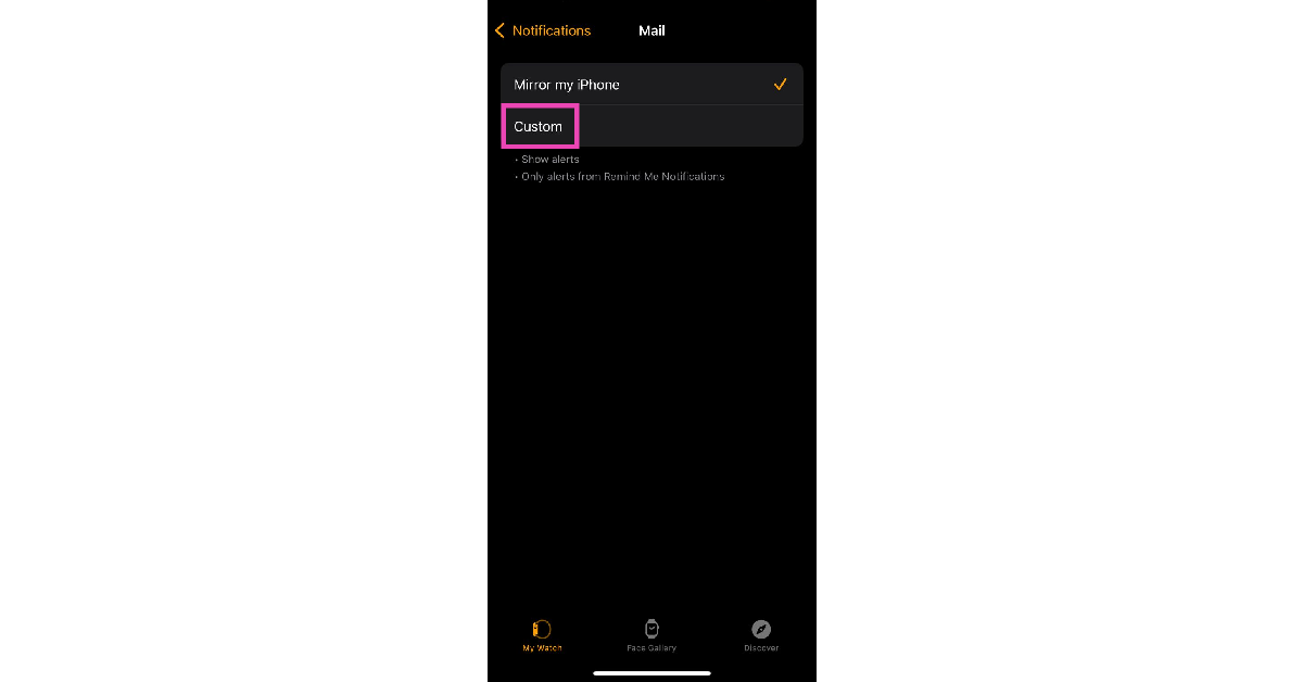 Step 4: Tap on Custom.