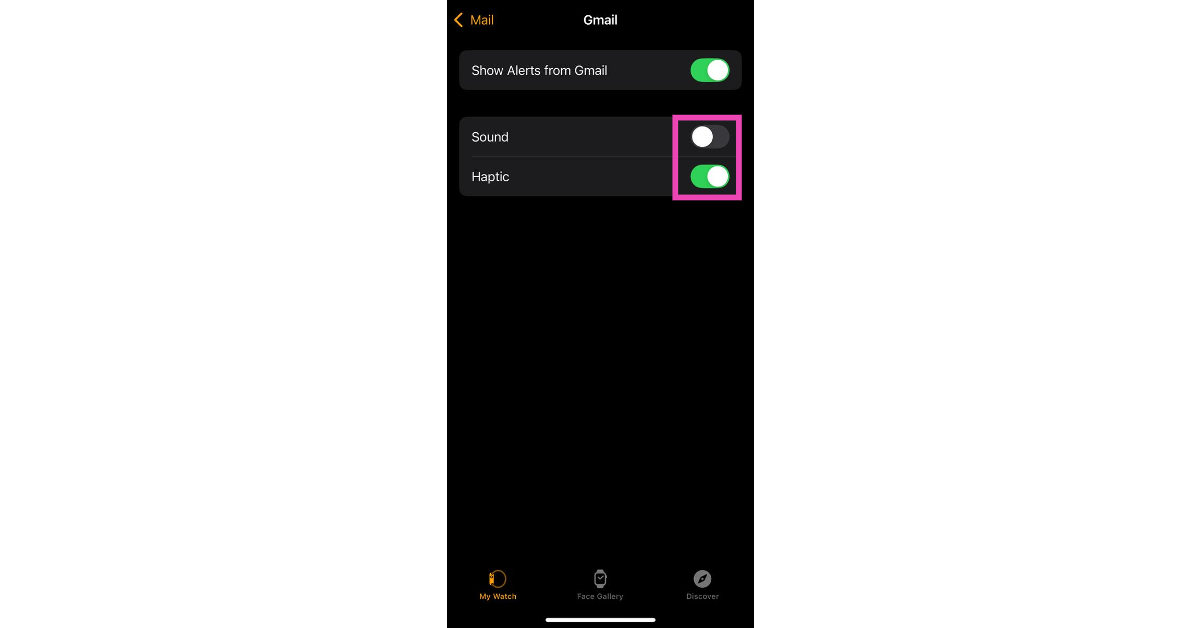 Step 6: Scroll down and turn on the toggle switch next to Haptic. 12 Ways to Make Your Apple Watch Vibrate for Notifications