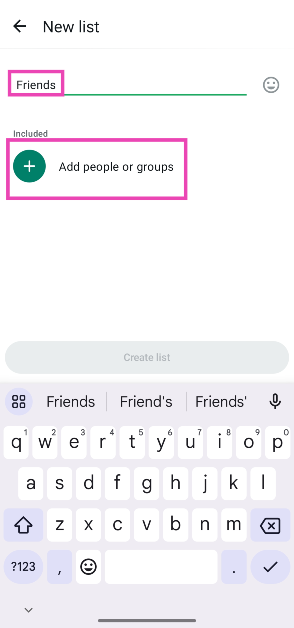 Step 3: Enter a name for the list.