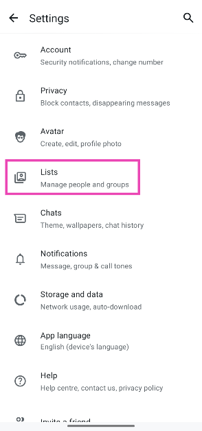 Step 4: Select Lists.