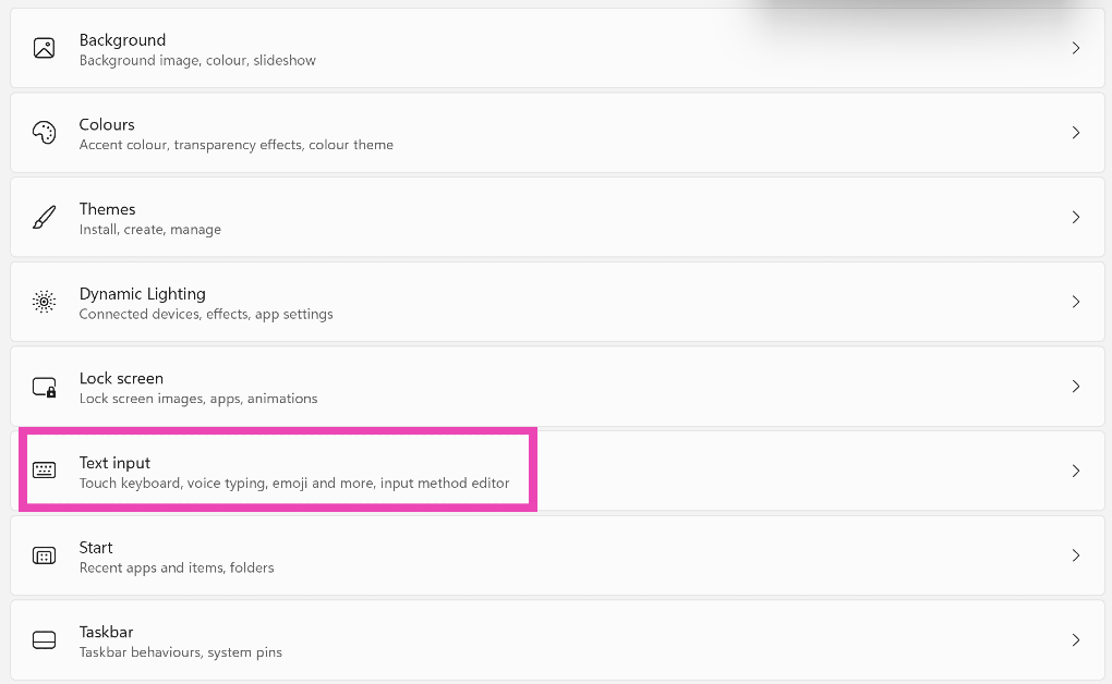 Step 3: Click on Text input.
