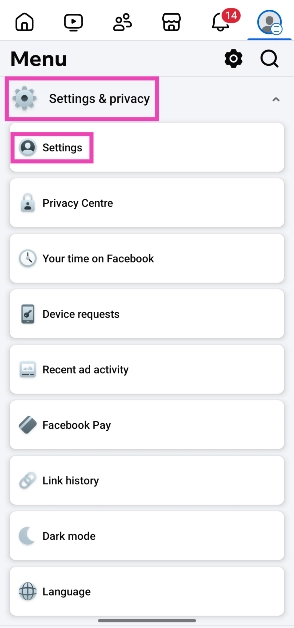 Step 2: Expand the Settings &privacy section and tap on Settings. How to find the date you created your Facebook account?
