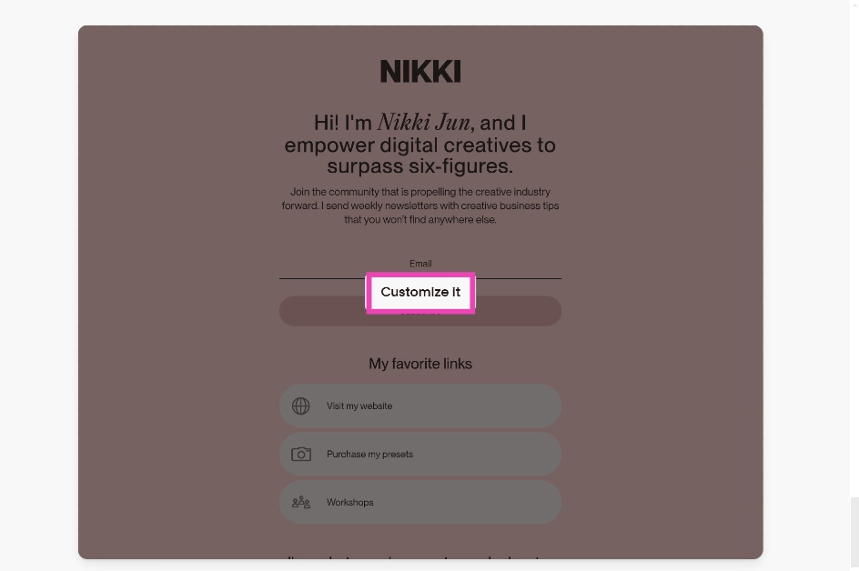Step 3: Select a card template that suits your preferences and click on Customise it.
