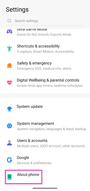 Step 1: Go to Settings and tap on About phone.