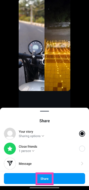 Step 10: Hit Share. Check out these 2 quick native ways to upload multiple images or pictures on top of one another on your Instagram Story.