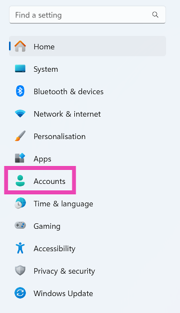 Step 2: Switch to the Accounts tab.