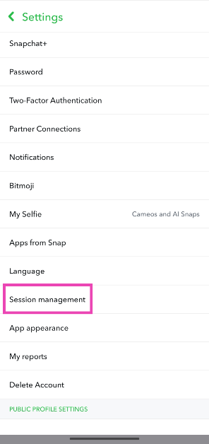 Step 4: Scroll down and select Session Management. 