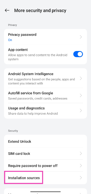 Step 5: Tap on Installation sources. How to install an APK on Android? (2024)