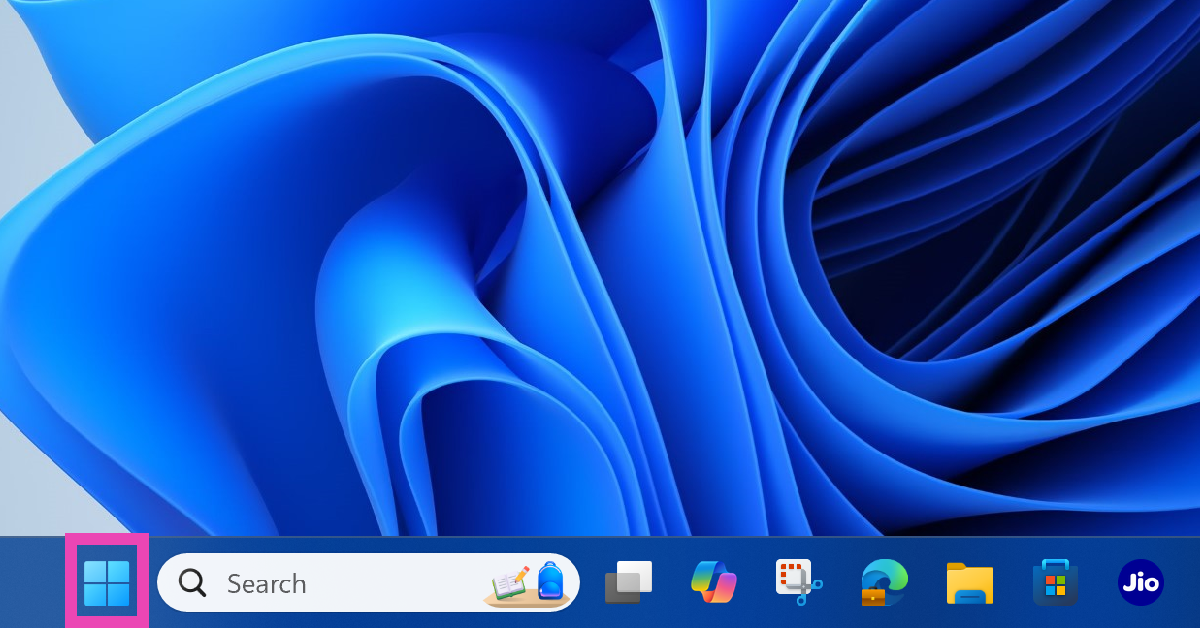 Step 1: Click the Windows icon on the taskbar.