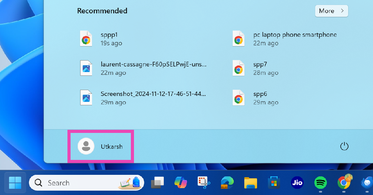 Step 2: Click your name at the bottom of the popup menu.