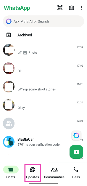 Step 2: Switch to the Updates tab.