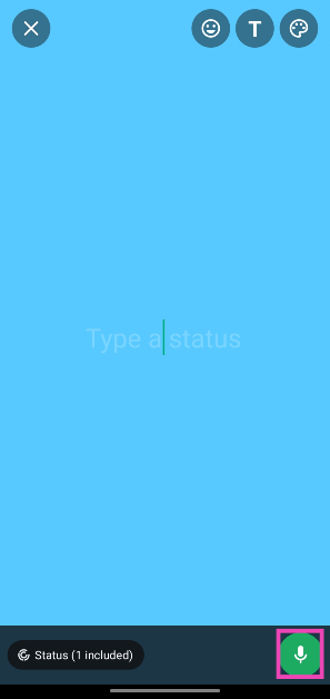 Step 4: Long press the microphone icon to record a voice note.