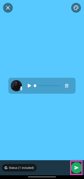 Step 6: Hit the play icon to preview the voice note. If you don’t like it, hit the bin icon to delete it and start again.