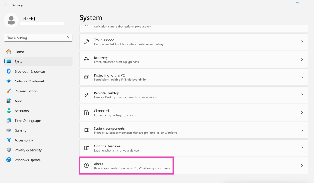 Step 2: Switch to the System tab.