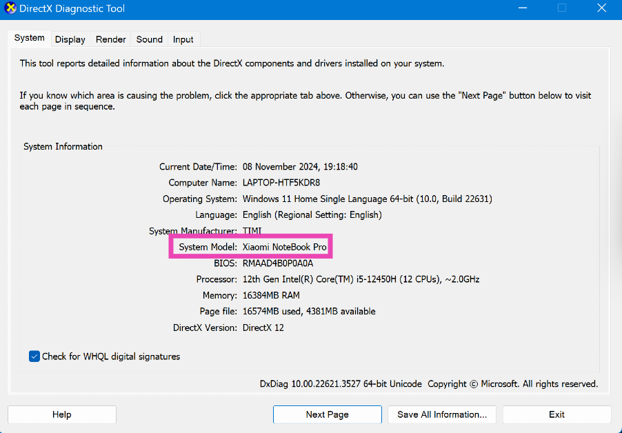Step 4: Check your laptop’s model name/number next to System Model. Top 10 ways to find out the model name or number of your laptop (2024)