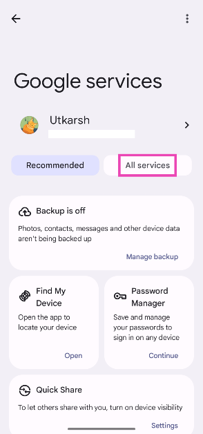 Step 2: Tap on All Services.