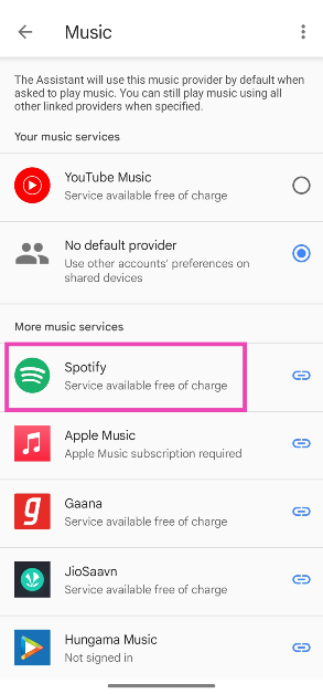 Step 6: Tap on your preferred music streaming platform. How to link your favourite music streaming service with Google Maps?