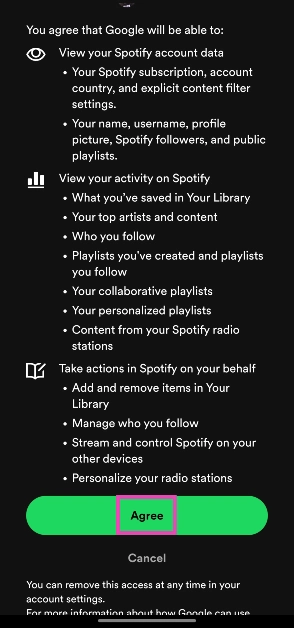 Step 9: Scroll down and hit Agree. How to link your favourite music streaming service with Google Maps?