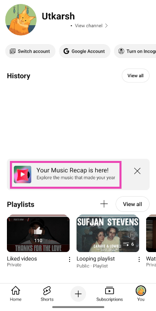 Step 3: Tap on the Music Recap banner. YouTube Music Recap 2024 is live: Here’s how you can view yours