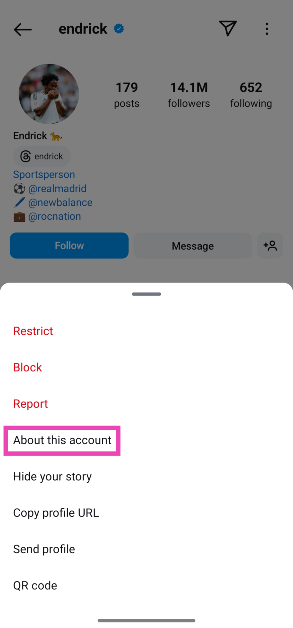 Step 3: Tap on About this account.