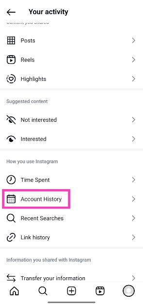 Step 4: Scroll down and tap on Account History. How to check someone’s username history on Instagram?