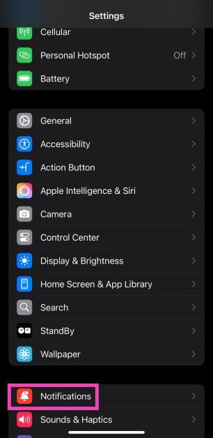 Step 1: Go to Settings and select Notifications.