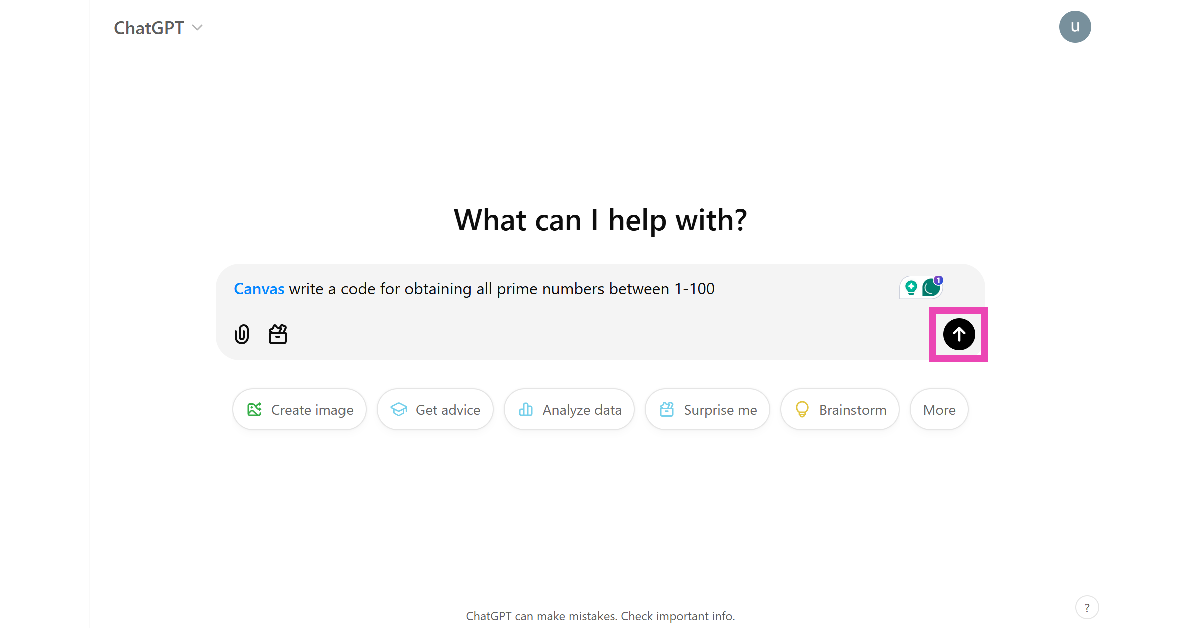Step 3: Type your prompt in the text box and hit Enter.