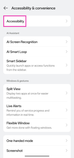 Step 2: Select Accessibility.
