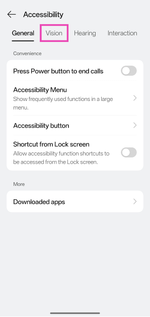 Step 3: Switch to the Vision tab. How to customise the colour correction tool for colour blindness on Android 15?