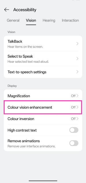 Step 4: Tap on Colour vision enhancement. How to customise the colour correction tool for colour blindness on Android 15?