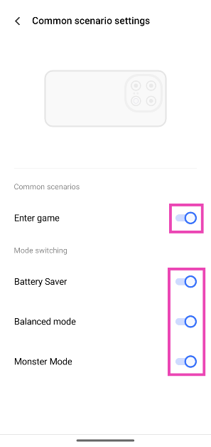 Step 5: Turn on the toggle switch next to the scenarios in which you want the Dynamic Light to become active.