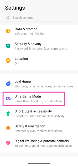 Step 1: Go to Settings and tap on Ultra Game Mode.