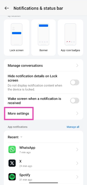 Step 3: Tap on More settings.