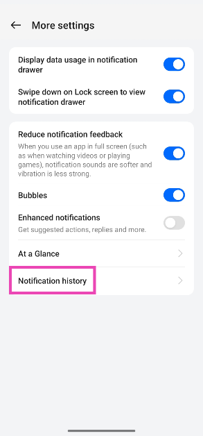 Step 4: Select Notification history.