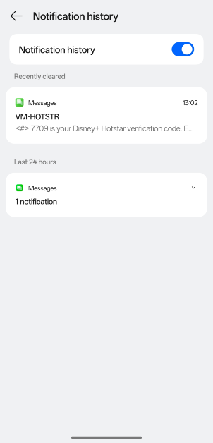 Step 5: This is where you can see the log of all the notifications that your phone has received. The most recent notification will be at the top of the list.