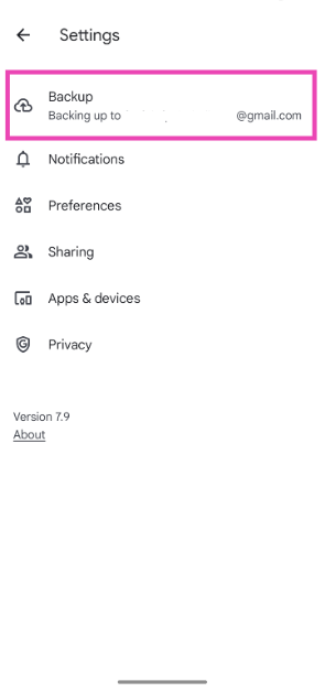 Step 4: Tap on Backup.