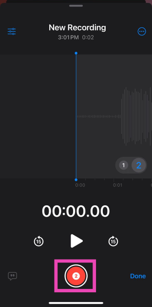 Step 5: Press the red button to start recording the second layer.