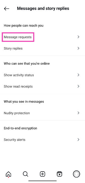 Step 4: Tap on Message requests.