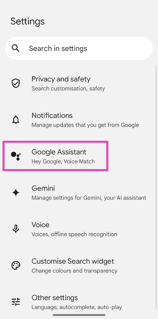 Step 3: Select Google Assistant.