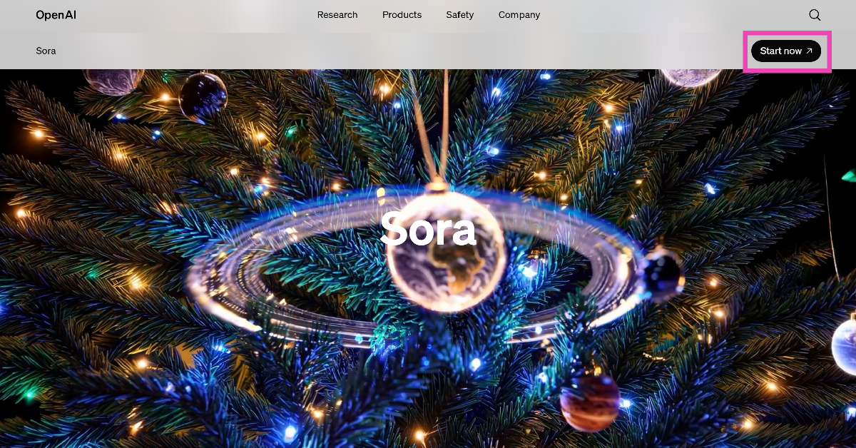 Step 1: Go to https://openai.com/sora/ and click on Start Now. Log into your Open AI account.