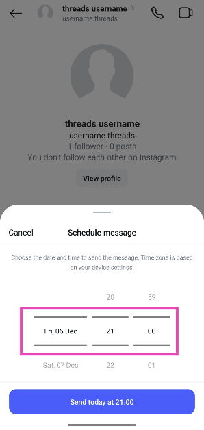 Step 5: Set the delivery date and time by swiping up and down on the digits.