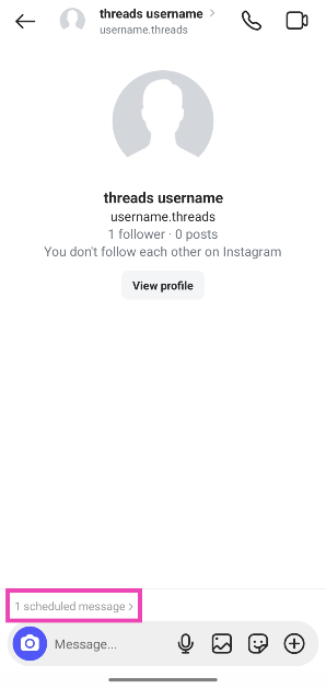 Step 7: To view the scheduled message, tap the ‘1 scheduled message’ indicator right above the text box. How to schedule messages on Instagram?