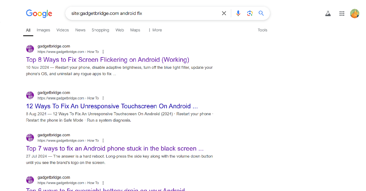 Step 3: Hit space and enter your search query. 2 Ways to Limit a Google Search to a Specific Domain
