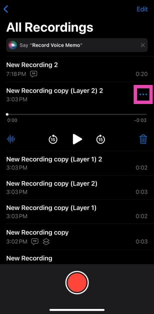 Step 3: Hit the ellipses. 2 ways to view voice memo transcriptions on an iPhone